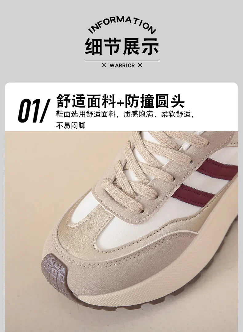 2024 autumn Spring Thick Bottom Women's Shoes Casual Patchwork Leather Sneakers Casual Vulcanised Shoes Ladies Chaussure Femme