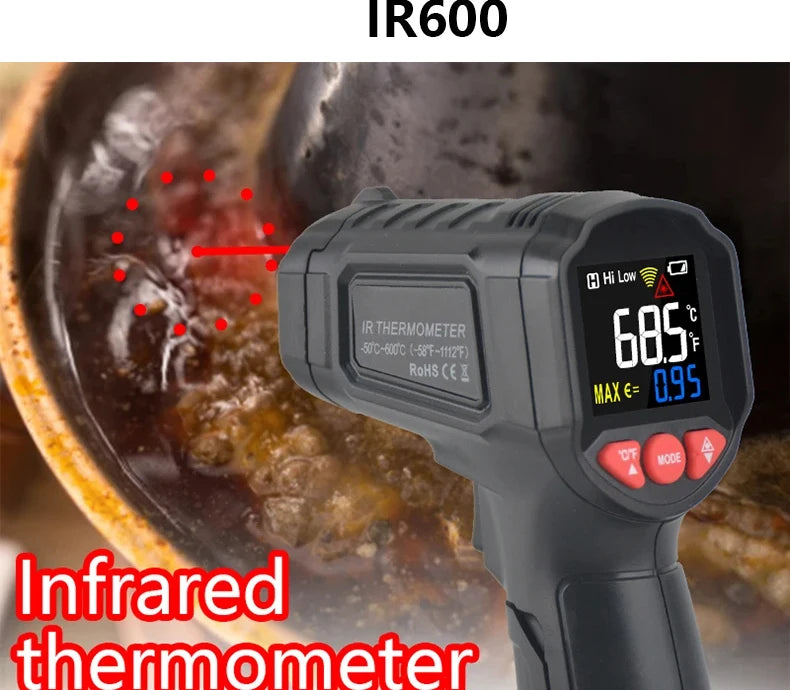 -50~800℃ Digital Thermometer Infrared Thermometers  Non-contact Pyrometer Kitchen Laser Temperature Meter Hygrometer Mestek