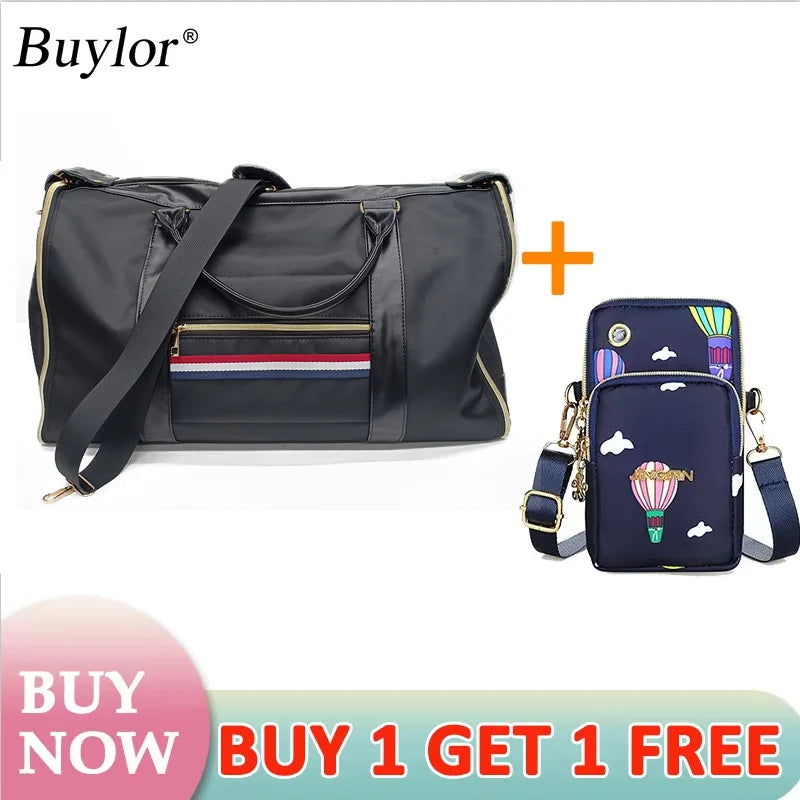 Buylor 2pcs Bags Folding Suit Bag Large Capacity Travel Luggage Bag With Shoe pouch Waterproof Women Handbag Outdoor Fitness Bag