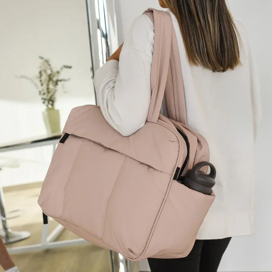 Duffel Weekender Bag Large Capacity Women Multifunction Leisure Travel Puffer Tote Gym Bag Carry on Bag with A Shoe Compartment