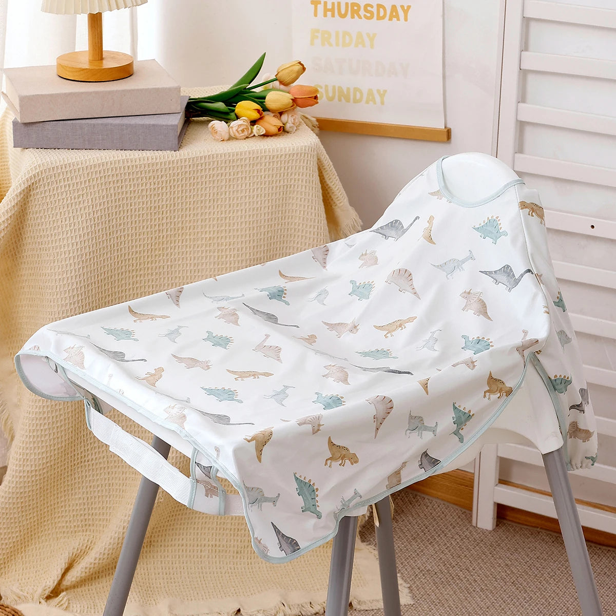 Elinfant Long Sleeve Baby Bibs Waterproof Feeding Eating Bibs Playing Painting Aprons Washable Coverall Highchair Cover