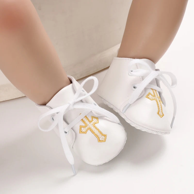 0-18 Months Infant Spring Shoe Newborn Infant Girls and Boys Recreational Baptism Non-Slip Walking Shoe White Soft-soled Sneaker