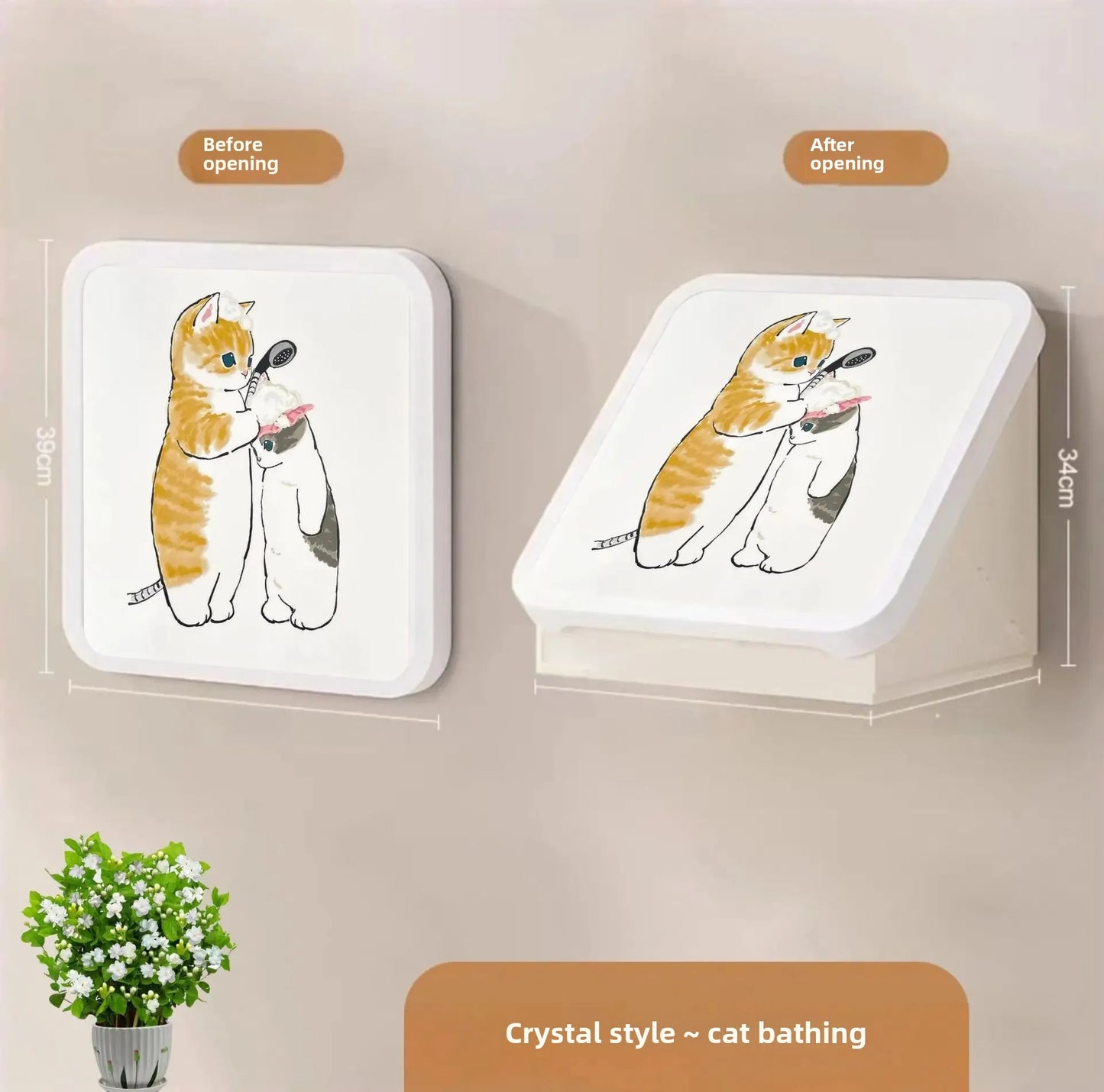 Bathroom Wall Art Storage Box Wardrobe Clothes Hanging Shelf Waterproof No Drilling Foldable Storage Cabinet For Toiletries