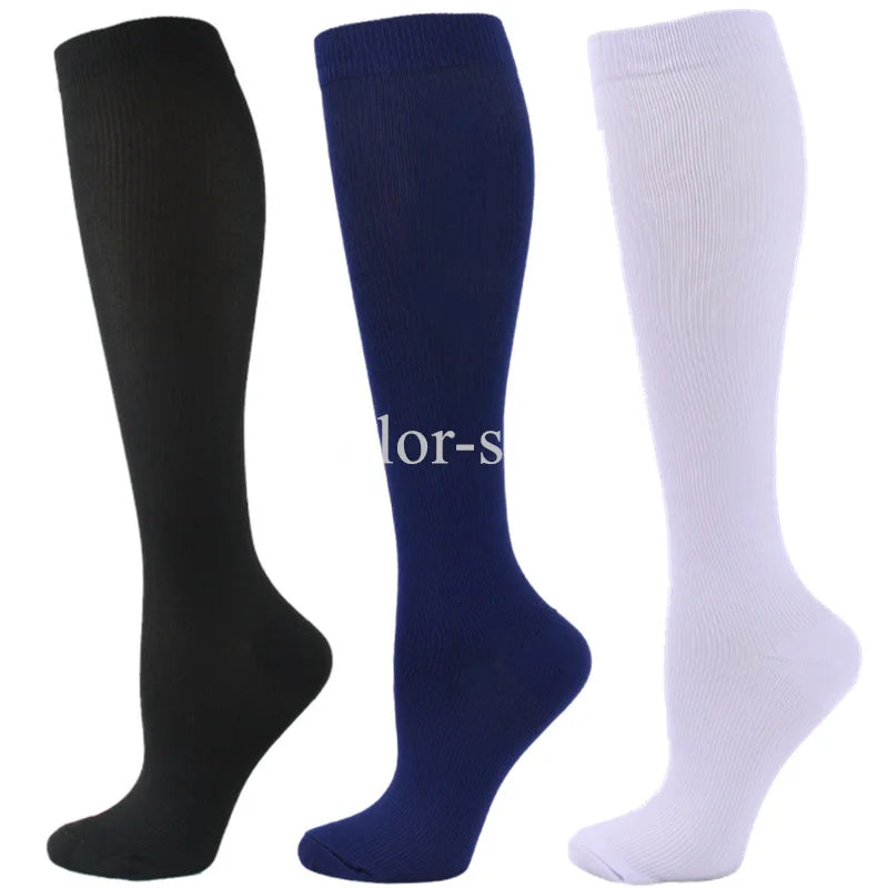 3 Pairs Lot Pack Compression Socks Running Men Women Floral Prints Stockings Sports Anti-Fatigue Compression Socks Bulk Sales