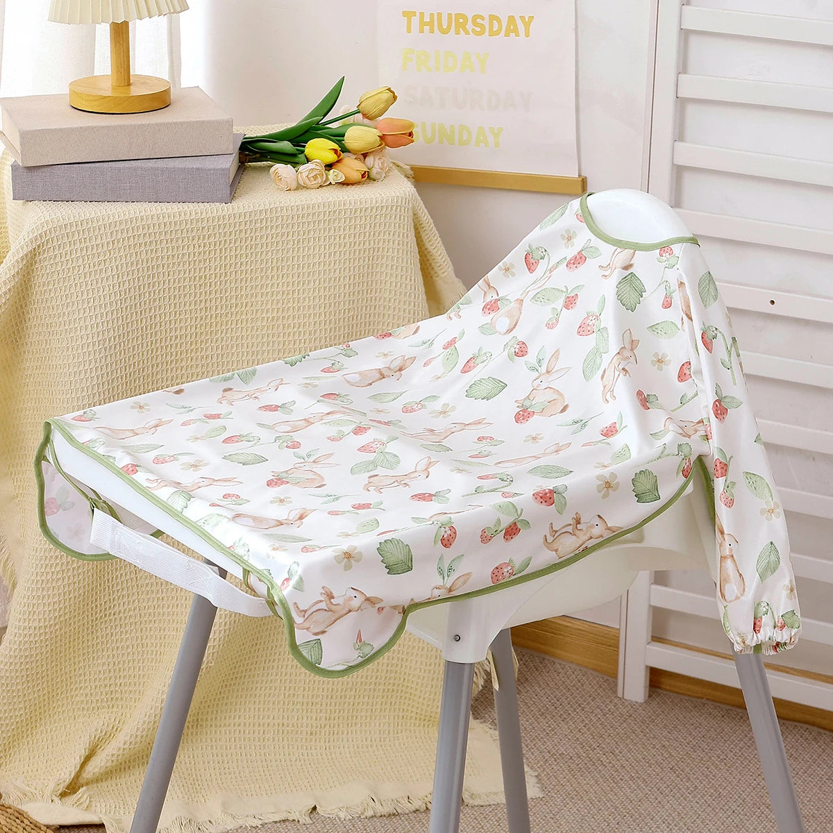 Elinfant Long Sleeve Baby Bibs Waterproof Feeding Eating Bibs Playing Painting Aprons Washable Coverall Highchair Cover