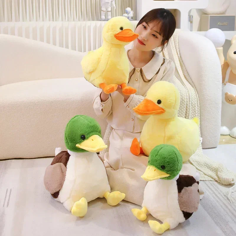 Simulation Small Yellow Duck Kawaii Wild Green Duck Plush Toys  Cartoon Stuffed Animals Dolls Soft Throw Pillow Toys Room Decor