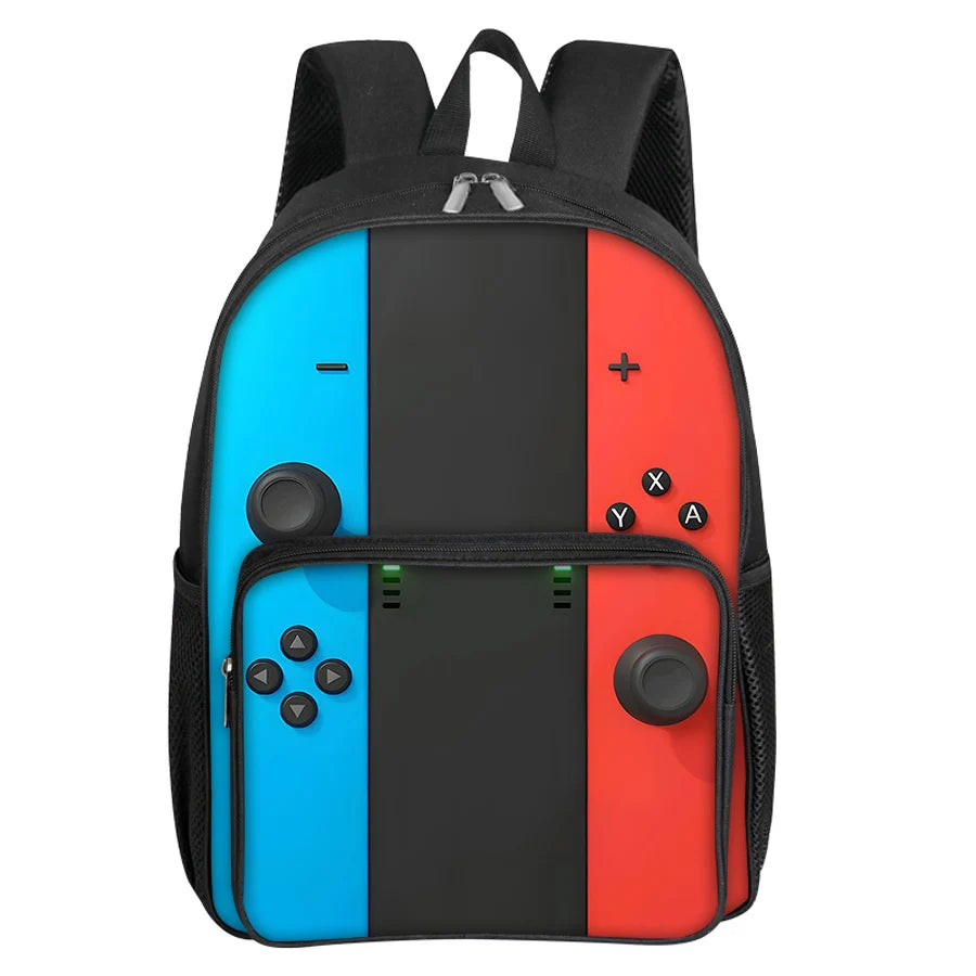 GamePad Pattern Square Front Pocket Backpack for Boy and Girls Best Gifts 3D Cartoon SchoolBags for Children