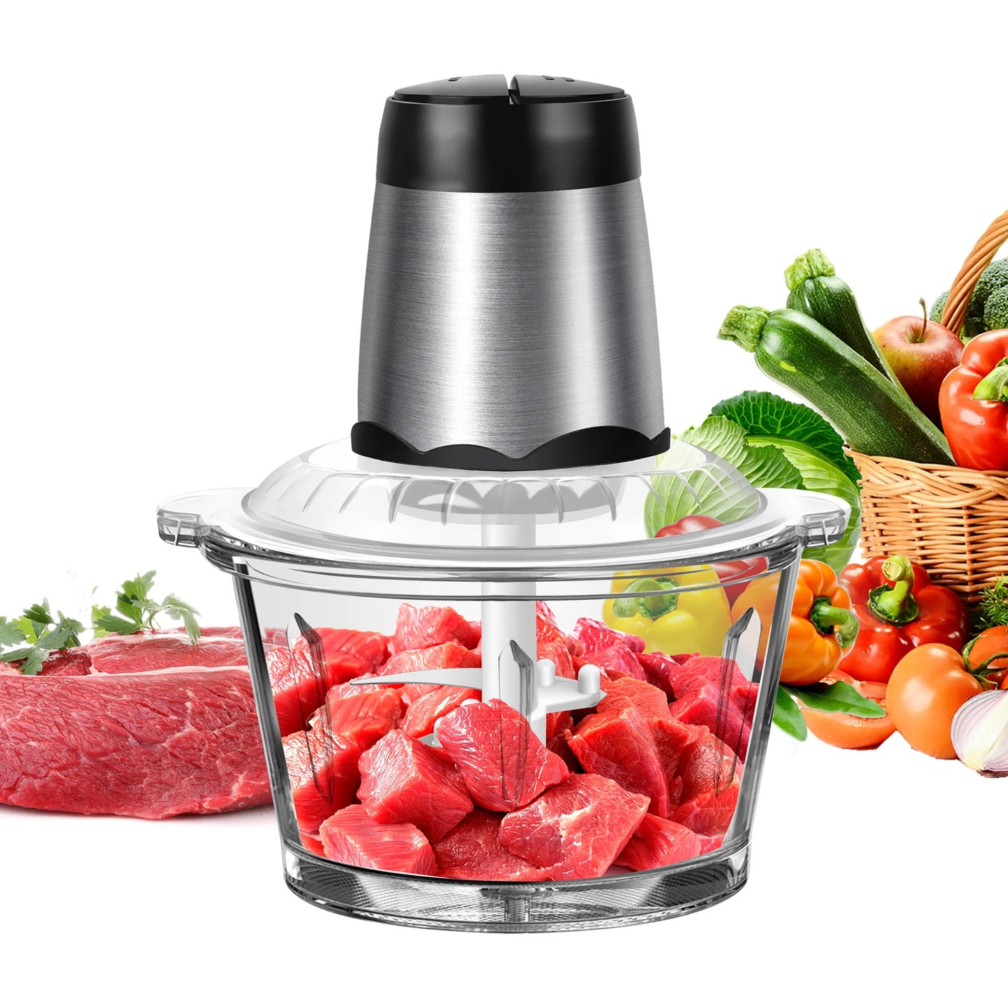 2 Speeds Meat Grinder Electric Multi Blender Mixer Food Processor Vegetable Chopper Meat Blender Food Grinder for Kitchen,2L