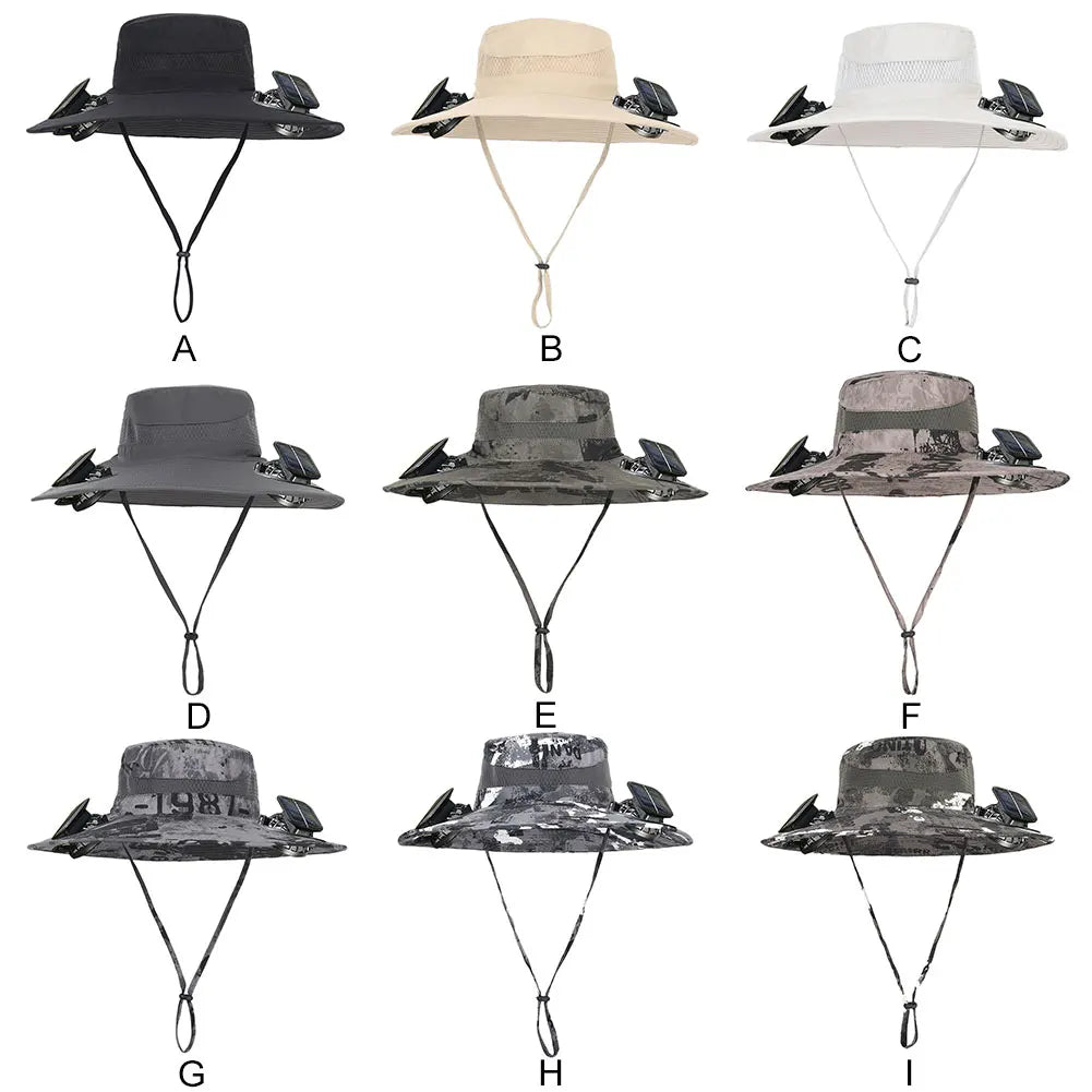 Solar Fan Hat Sun Hat with 2 Solar Fan Outdoor Fishing Hat Summer Cap for Men Outdoor Camping Fishing Hiking