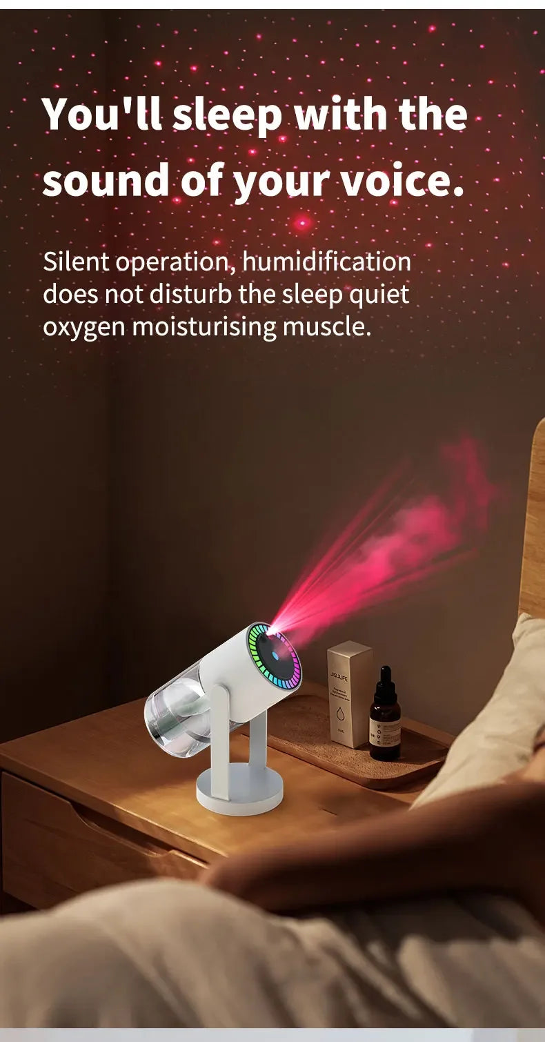 Car Air Humidifier with Starry Sky Lights Mini Aromatherapy Essential Oil Ultrasonic Diffuser Color Night Light Humidifier