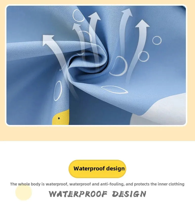 Waterproof Baby Bibs for Eating And Drawing Anti-Dirty Children Cover up Summer Nursery Baby Food Tray Toddler Feeding Apron