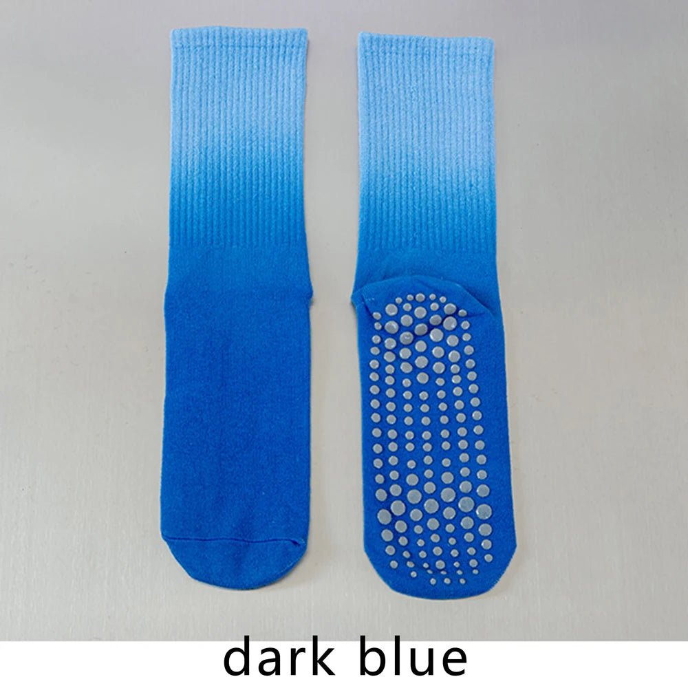Colourful Women Sports Socks Cotton Mid-tube Bottom Professional Non-slip Silicone Indoor Fitness Socks Dance Pilates Yoga Socks