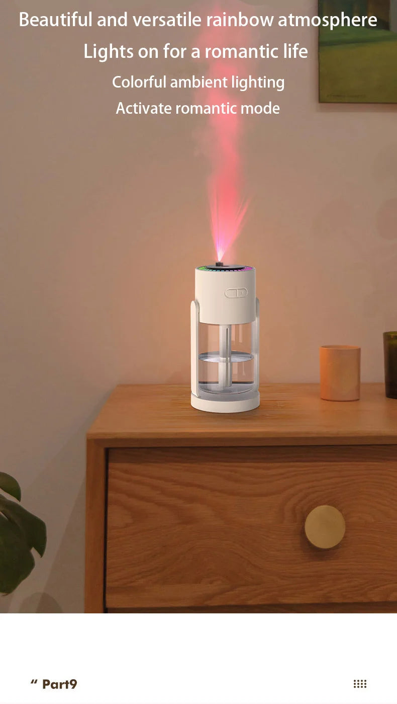 1PC 280ML Air Humidifier Colorful Atmosphere Light Mute Humidification Rotate Creative Colorful Cup Desktop Home Car Humidifier