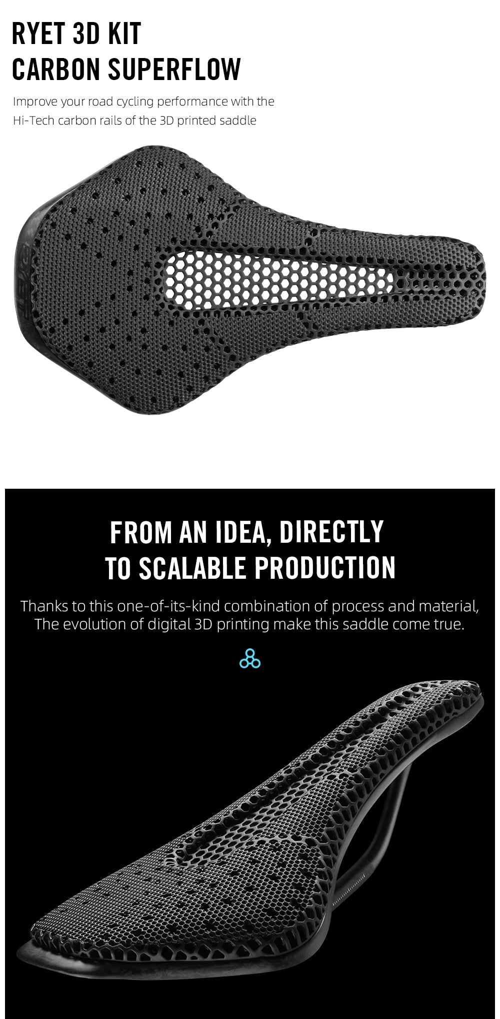 2024 RYET 3D Printed Saddle Ultralight Hollow Comfortable Full Carbon MTB Road Racing Bike Cycling Seat Bicycle Cushion Parts