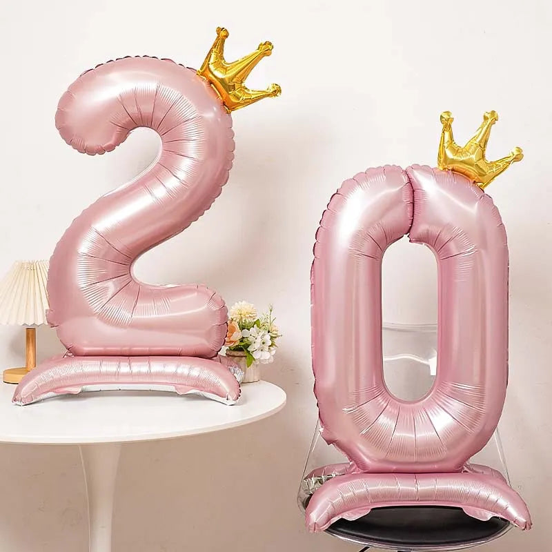 40 Inch Birthday Number Ballons New Girls Princess 10 TH Birthday Blue Crown Balloons Wedding Party Ballons Jumbo Number Balloon