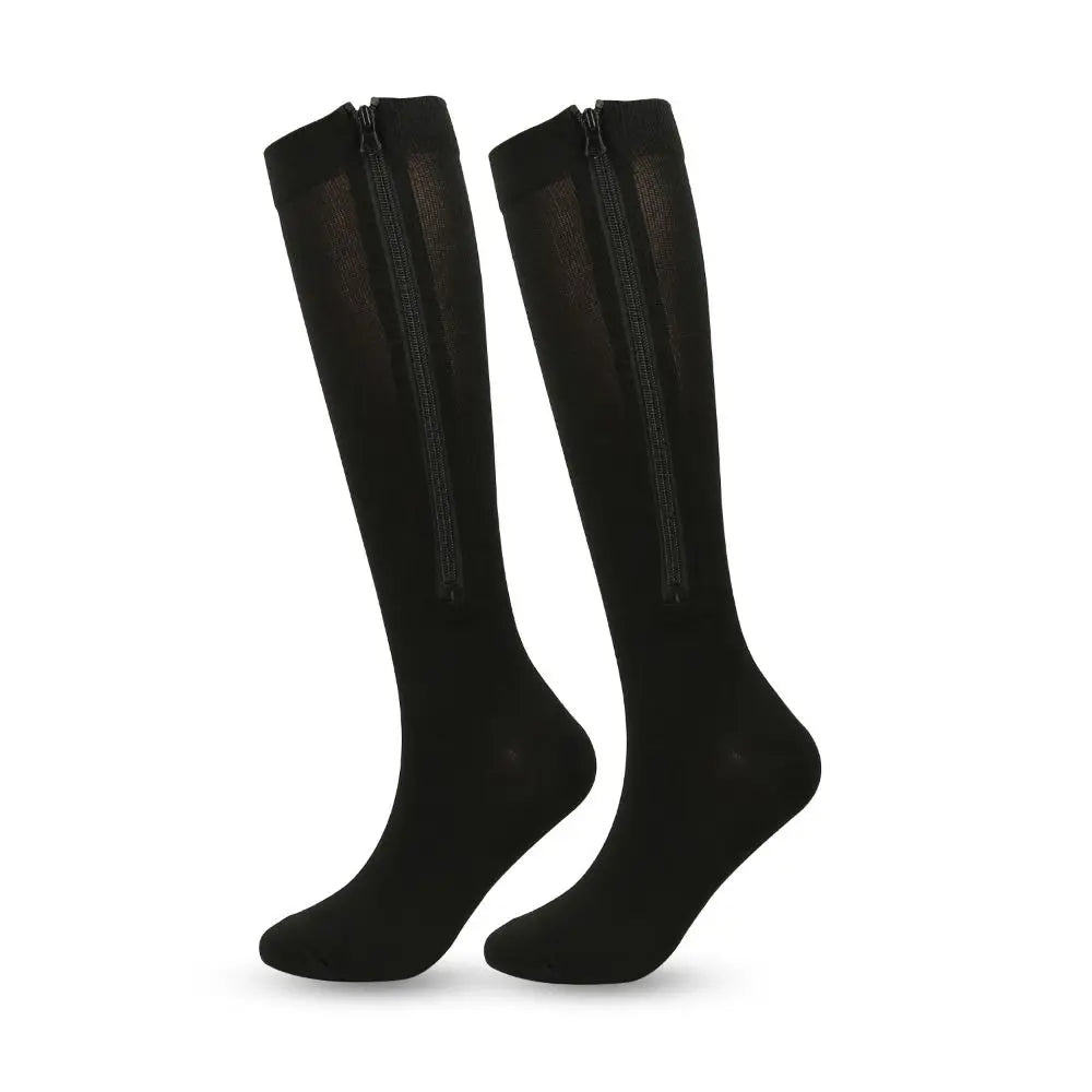 1 Pair Zipper Compression Socks Women Men High Elasticity Nylon Closed Toe Pressure Stocking For Edema Varicose Veins