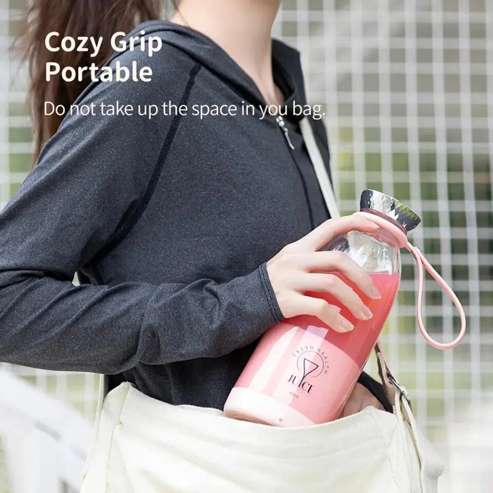 500ml Portable juicer Rechargeable Wireless Fruit Mixer Fresh Juice Bottle Blender 6 Blades Food Milkshake Ice Crush Cup 2400mAh