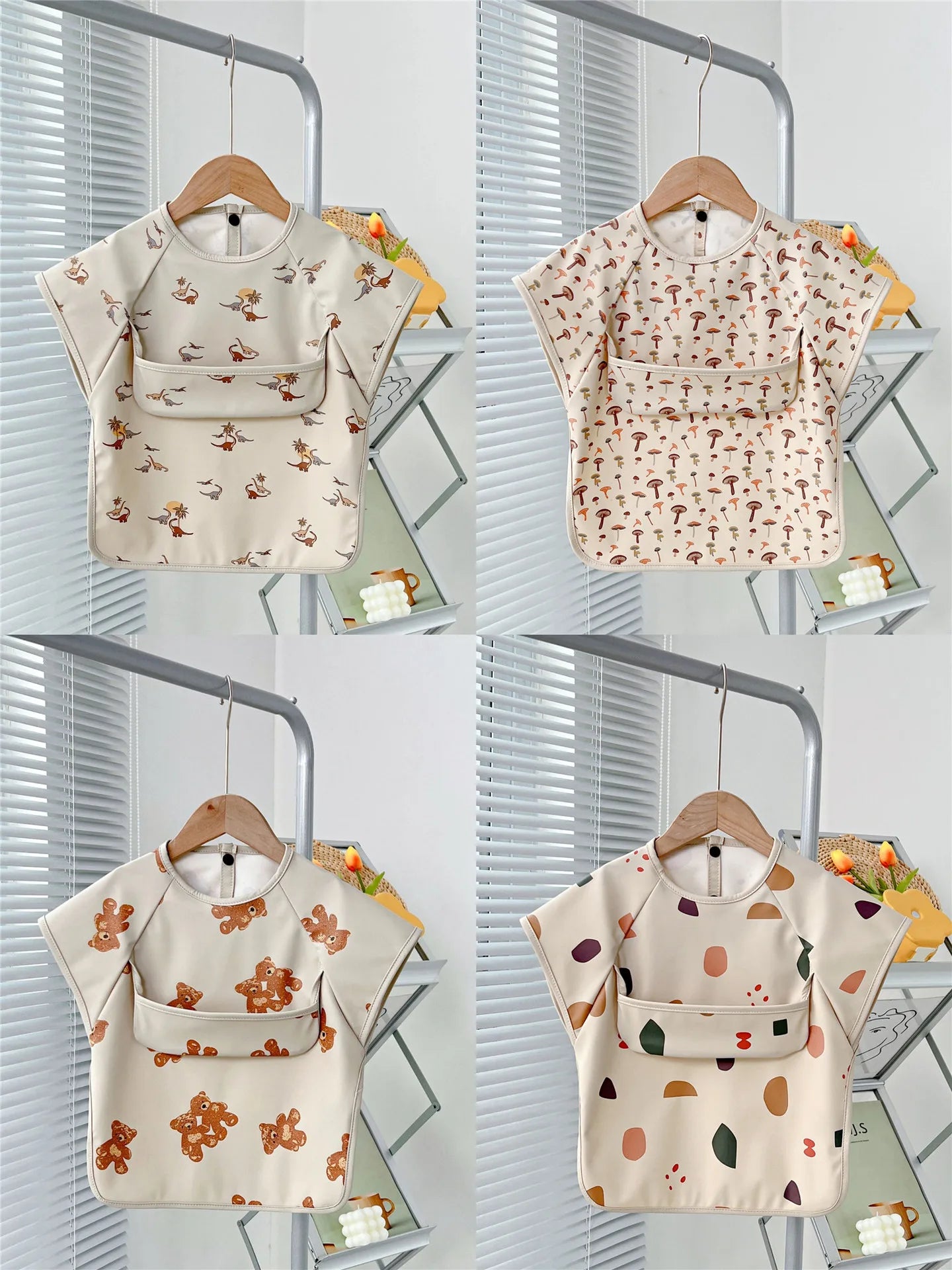 Waterproof PU Infant Sleeveless Bib Baby Feeding Bib Kids Apron Bibs Newborn Burp Cloths for Children Painting Art Smock