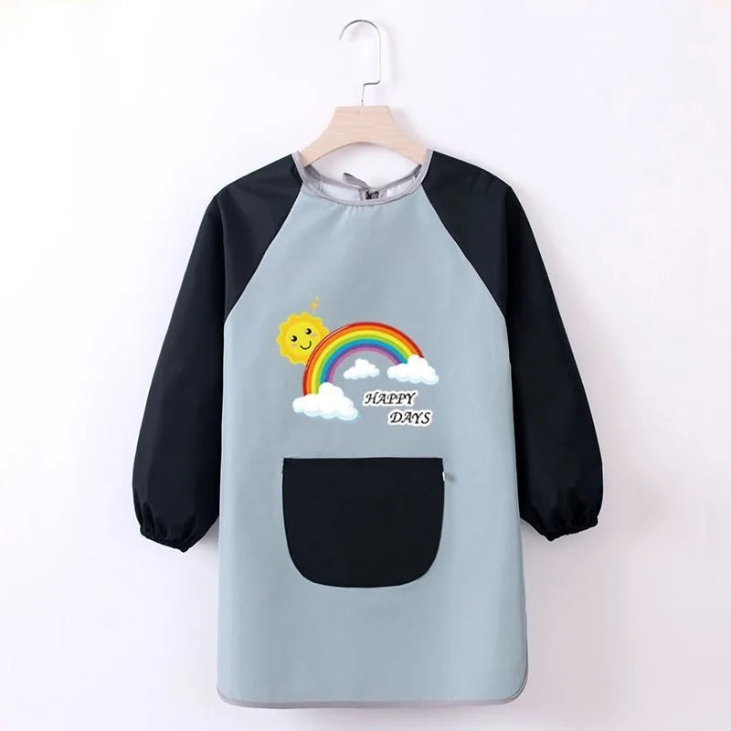 Kids Painting Apron Waterproof Art Smocks Child Girl Smocks for Painting Arts Aprons with Long Sleeve Uniform Xmas Birthday Gift