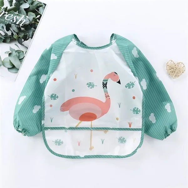 Long Sleeves Baby Bib Waterproof Feeding Bib Infant Toddler Art Smock Apron Boys Girls Burp Cloth Kids Banana Bibs for 1-3Year