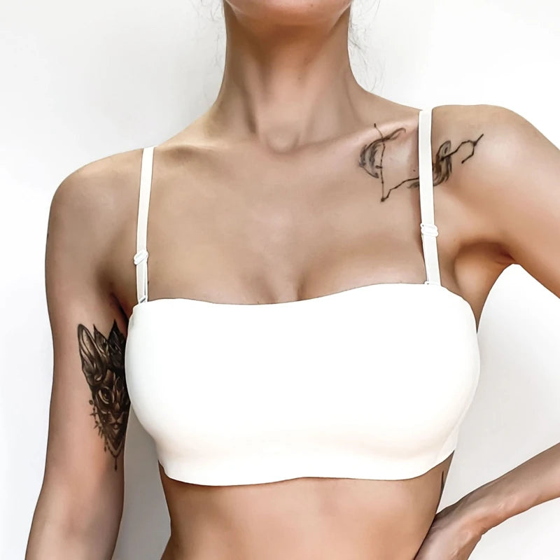 Seamless One-piece Tube Tops Women Removable Pads Intimates Basic Black/White/Skin Womens Strapless Bra Bandeau Sexy Lingerie