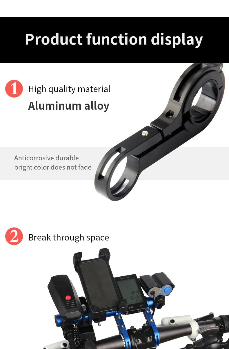 10/20/30cm Bicycle Handlebar Extended Bracket MTB Headlight Mount Extented Bar Road Mountain Bike Handlebar Extender Rack Parts