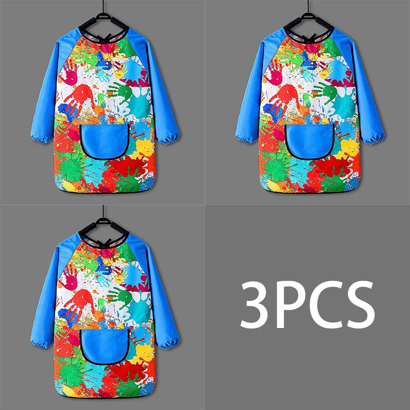 Paint Apron for Children Art Apron - Waterproof Long Sleeved Cover Children's Apron, Childrens Drawing Kindergarten WQ005