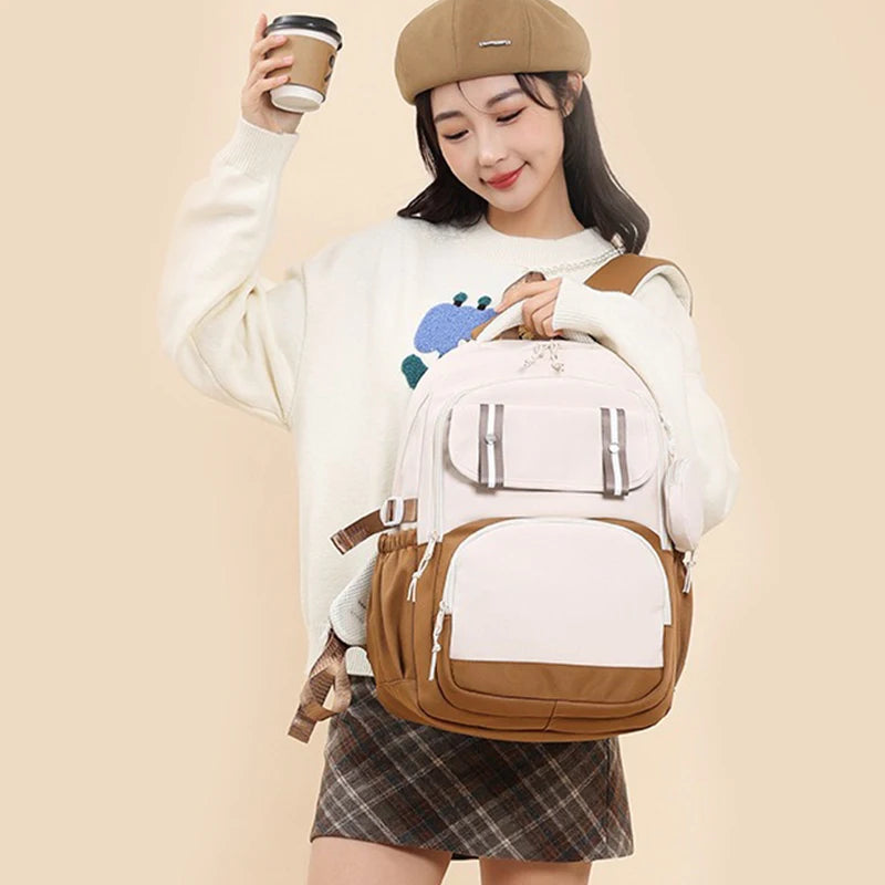 Minnie Mouse Backpack Student Boy Girl Schoolbag Kid Teenager Cartoon Bookbag Daypack Travel Commute Knapsack With Coin Purse