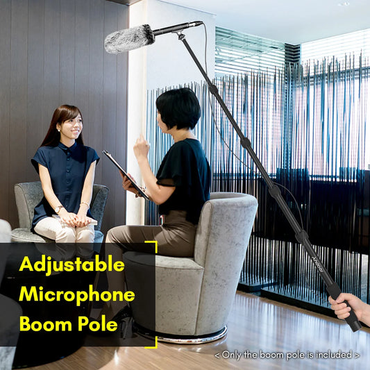 Andoer Handheld Microphone Boom Arm 4-Section Extendable Mic Arm Aluminum Alloy Boom Pole for Microphones 1/4 Inch Screw Thread