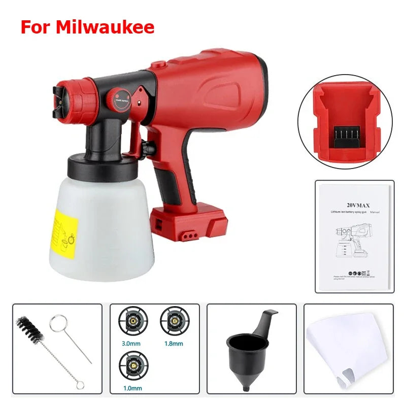 Spray Gun For Makita/Bosch/Dewalt/Milwaukee/Ryobi 18V 20V Lithium Battery Electric Furniture Paint Sprayer Airbrush Power Tool