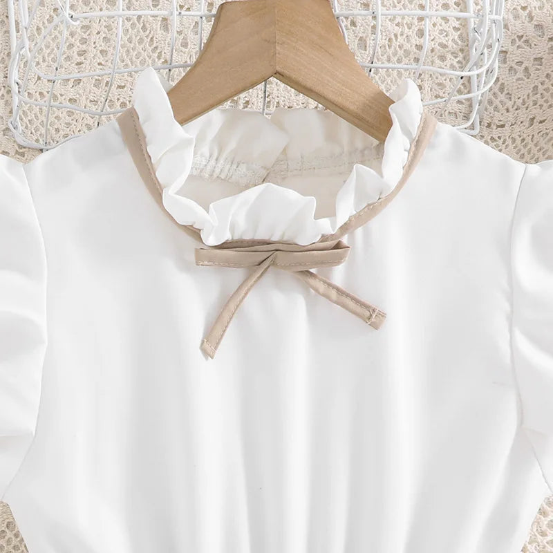 New Summer Fashion Summer Girls Dress Cute  Splicing Style Bow Sleeveless Princess Dresses For Kids Children Birthday Present