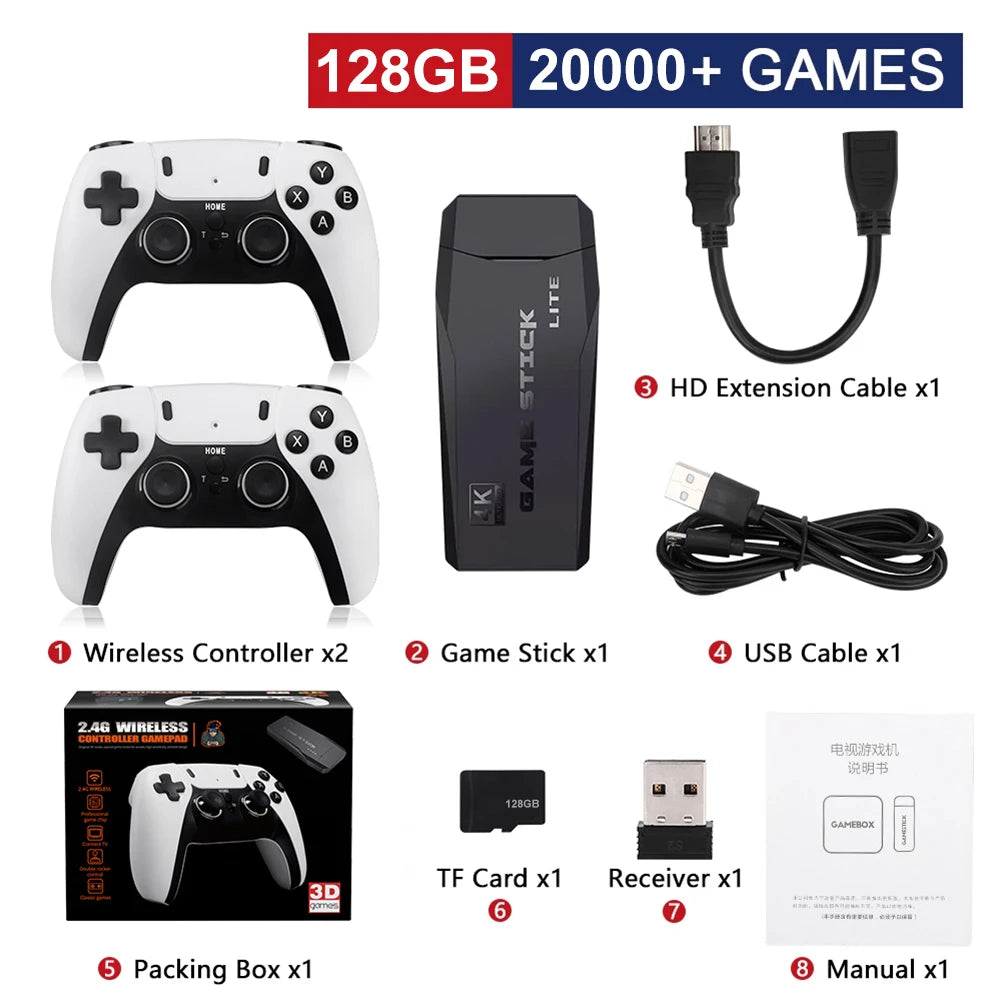 M8 PRO 4K Video Game Console Wireless Controller Gamepad Built-in 10000+ Games Handheld Game Player HD TV Game Stick for PS1 GBA