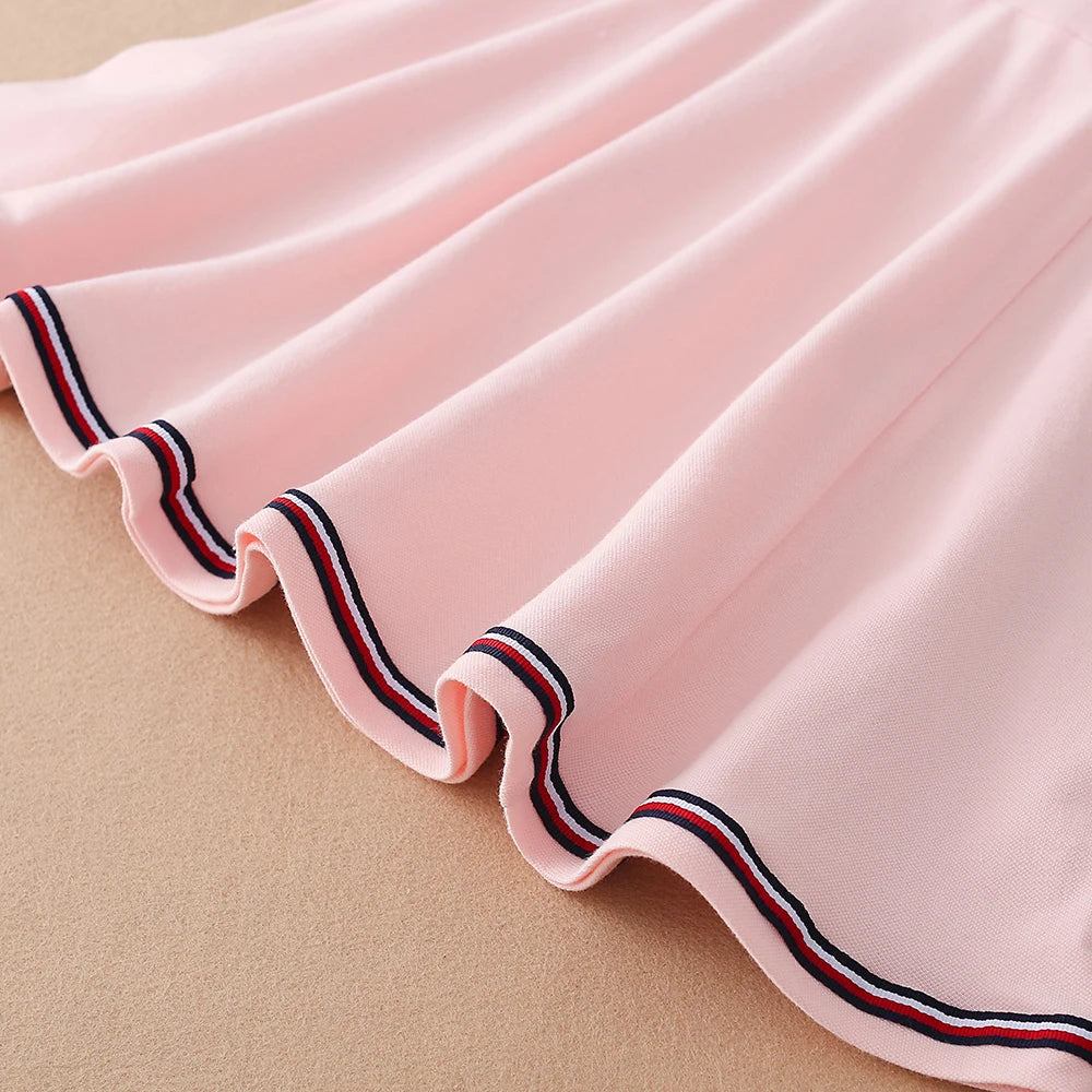 Kids Girls Sport Dresses Cotton Turn-Down Collar Tennis Dress 2025 New Summer Short Sleeve Golf Dress for Children