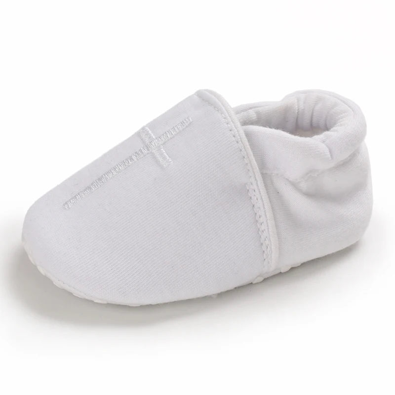 0-18 Months Infant Spring Shoe Newborn Infant Girls and Boys Recreational Baptism Non-Slip Walking Shoe White Soft-soled Sneaker
