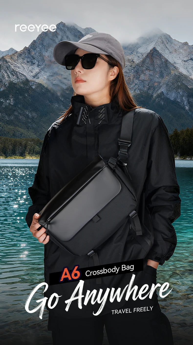 ReeYee A6 4.5L Large Sling Bag, Durable Cordura Waterproof Crossbody Pack, Smart Organization Anti-Theft Shoulder Bag