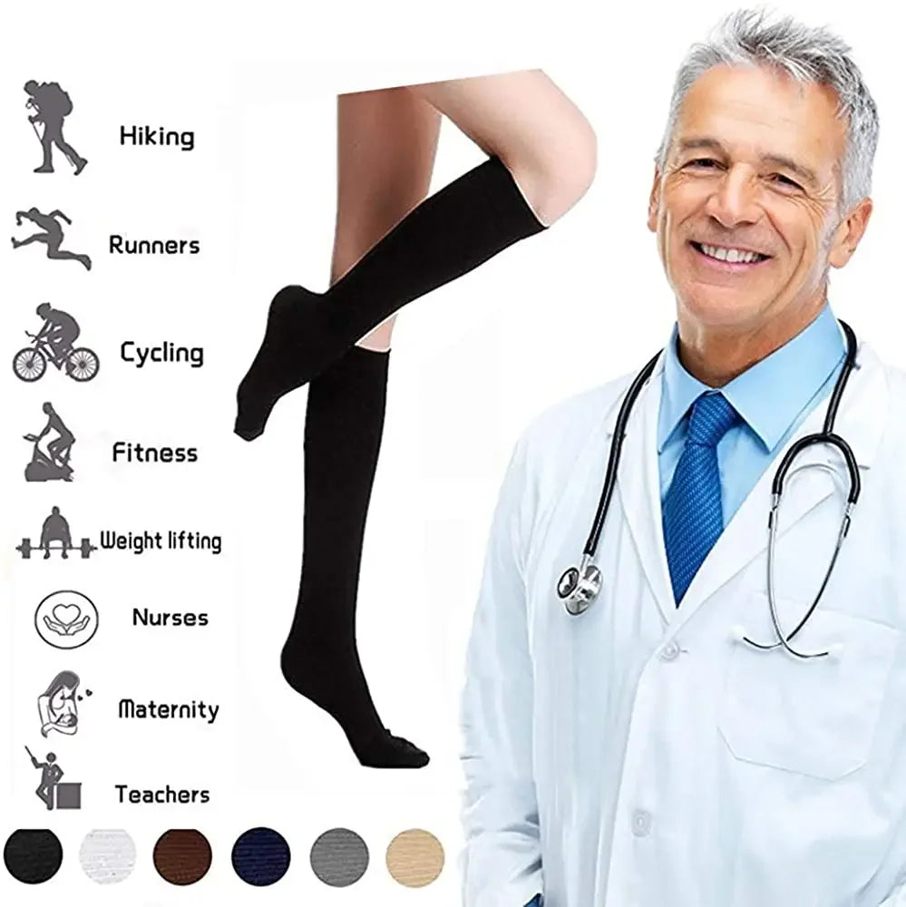 5 Pair Compression Socks Men Running Sport Socks Knee High 20-30mmHg Medical Edema Varicose Veins Women Compression Stocking
