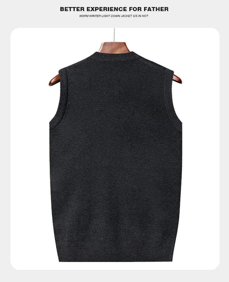 Men's Thickened Casual Sweater Tank Top Autumn and Winter Warm Men's Cardigan Tank Top
