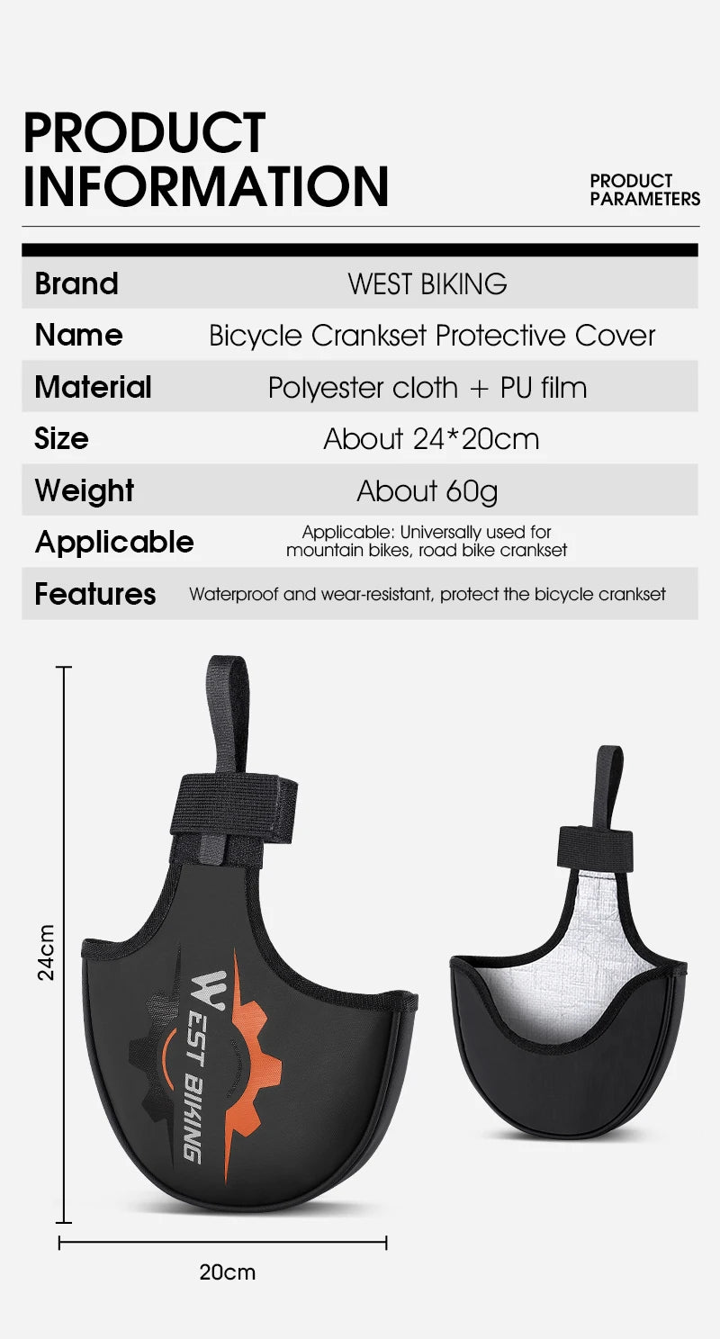 WEST BIKING Bicycle Crankset Protective Cover Waterproof Wear-resistant Chainring Protector Cover MTB Road Bicycle Accessories