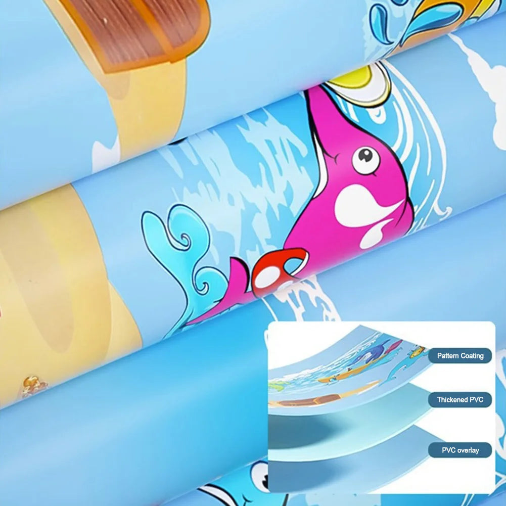 111-120cm Inflatable Swimming Pool PVC Framed Swimming Pool Cartoon Pattern Thickening Swimming Pool for Summer Outdoor Indoor