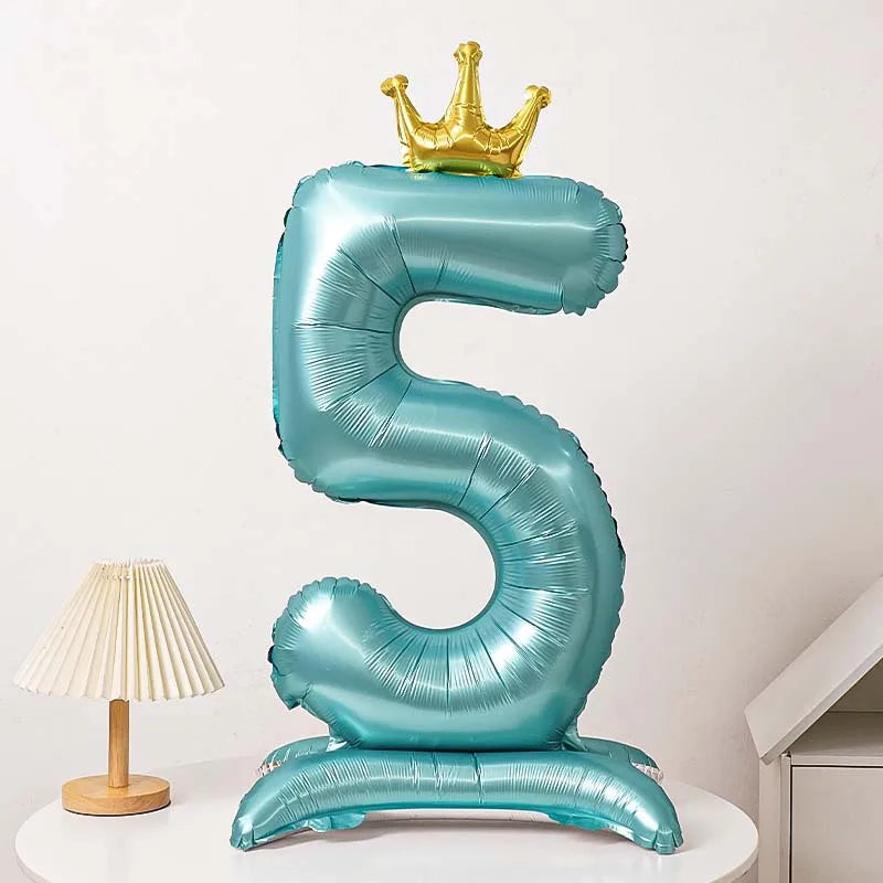 40 Inch Birthday Number Ballons New Girls Princess 10 TH Birthday Blue Crown Balloons Wedding Party Ballons Jumbo Number Balloon