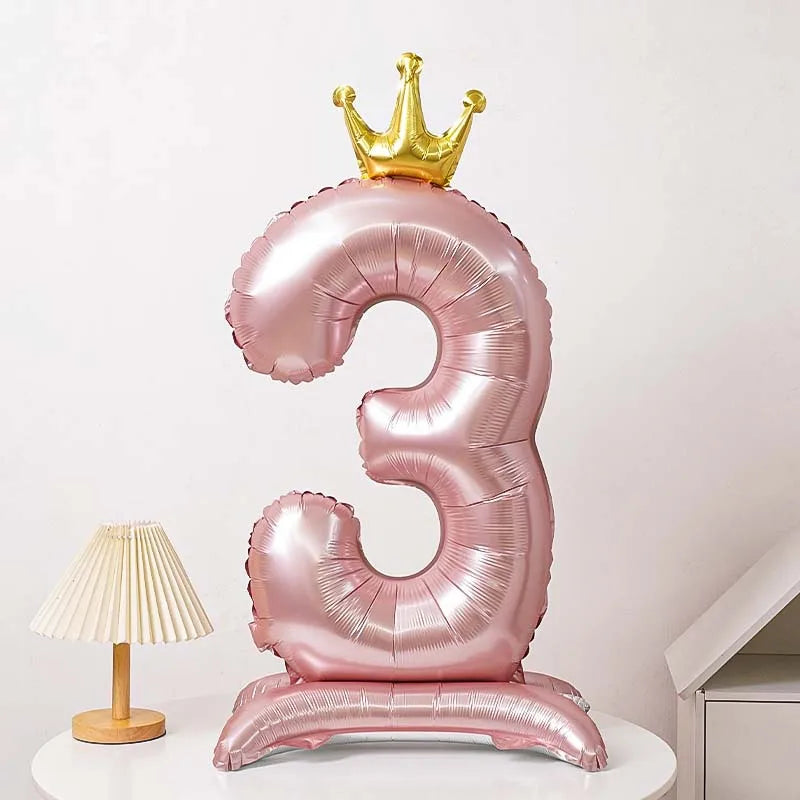 40 Inch Birthday Number Ballons New Girls Princess 10 TH Birthday Blue Crown Balloons Wedding Party Ballons Jumbo Number Balloon