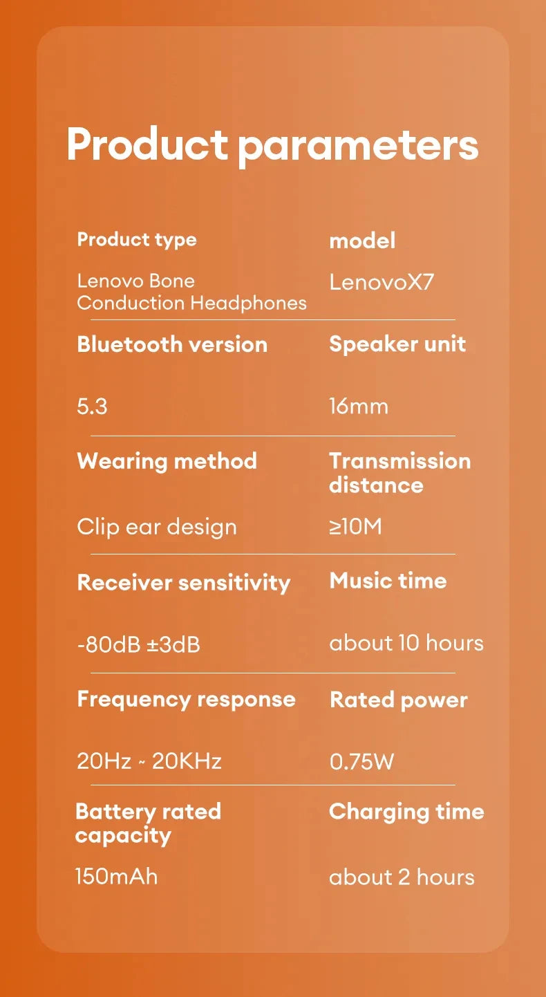 Original Lenovo X7 Air Conduction Headphone Wireless Bluetooth 5.3 Earphones Bone Conduction Sports Headset Outdoor EarHook Mic
