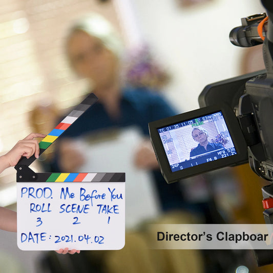 30 * 24cm/ 12 * 9in Acrylic Film Clapboard Movie Directors Clapper Board Slate Cut Action Scene Blank Clap Board Dry Erase Board