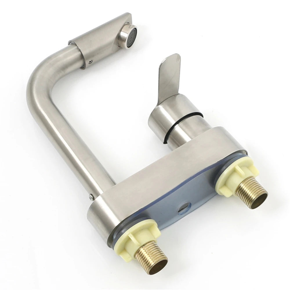 Bathroom Faucet  Stainless Steel Basin Faucet Sink Faucet Tap Cold Hot Mixer Tap 2 Holes Single Handle Tap Bathroom Accessorie