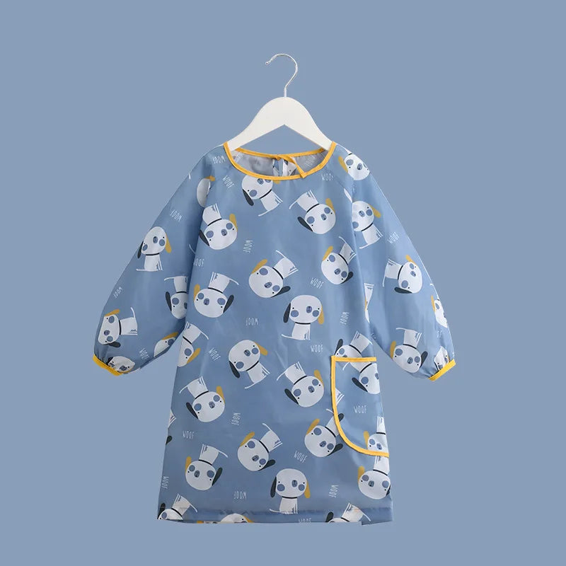 Children's Painting Blouse Waterproof and Anti-dirty Baby Eating Clothes Painting Small Apron Long-sleeved Art Kindergarten Bibs