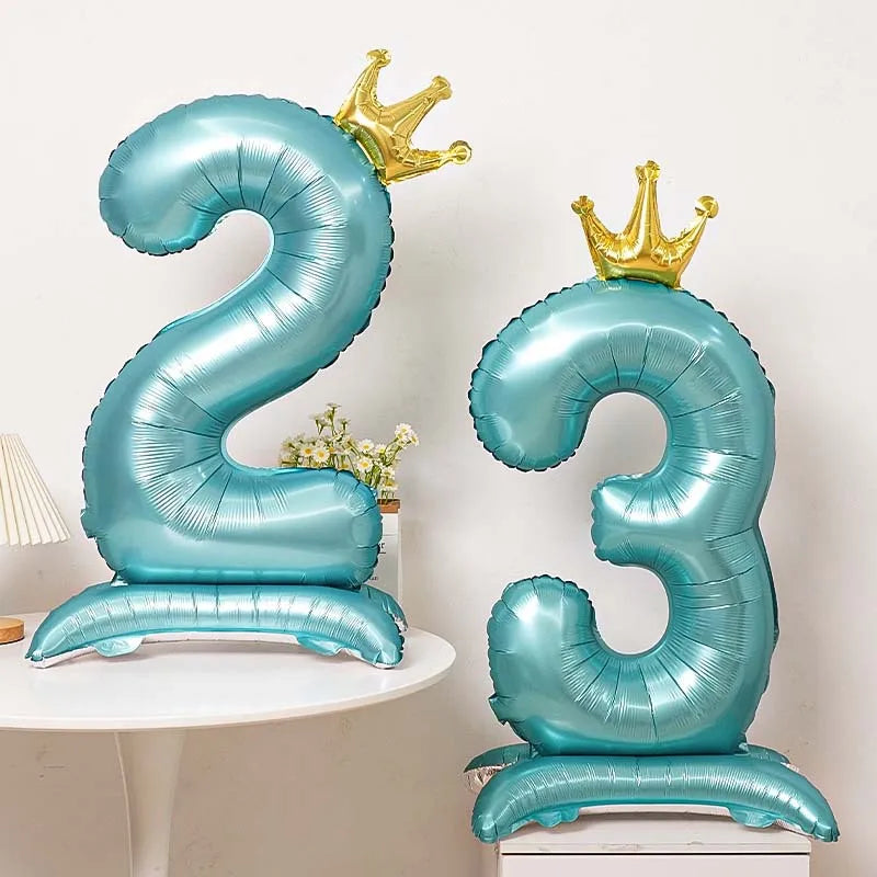 40 Inch Birthday Number Ballons New Girls Princess 10 TH Birthday Blue Crown Balloons Wedding Party Ballons Jumbo Number Balloon