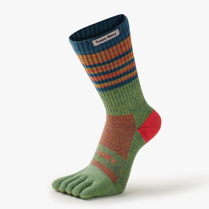 Men's Sports Five Finger Cotton Socks Sweat Absorption Anti-odor Autumn Winter Towel Base Terry Long Tube Split Toe Socks