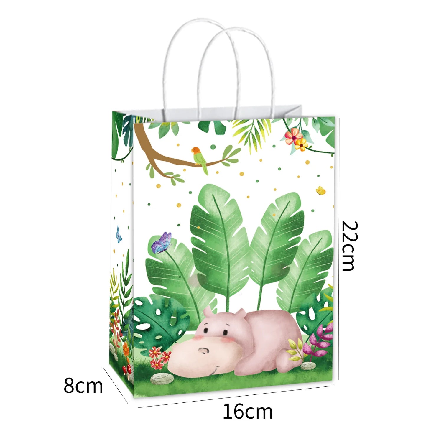 10-49pcs Cartoon Jungle Animals Gift Handbag Zebra Tiger Giraffe Fox Candy Package Jungle Theme Birthday Party Decor Supplies