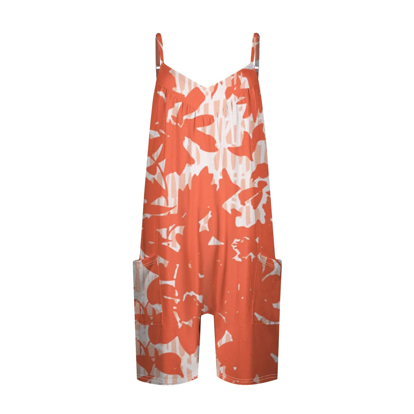 Summer Beautiful Colourful Floral Printing Daily Streetwear Playsuit Fashionable Casual Sleeveless Jumpsuit Shorts With Pockets