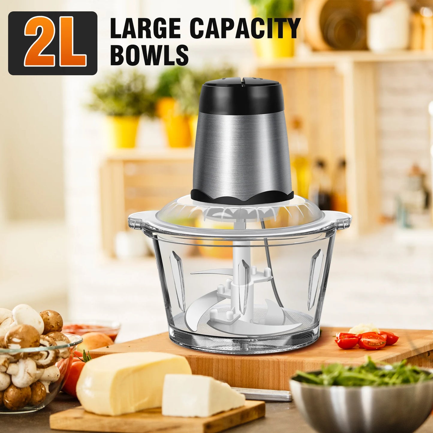 2 Speeds Meat Grinder Electric Multi Blender Mixer Food Processor Vegetable Chopper Meat Blender Food Grinder for Kitchen,2L